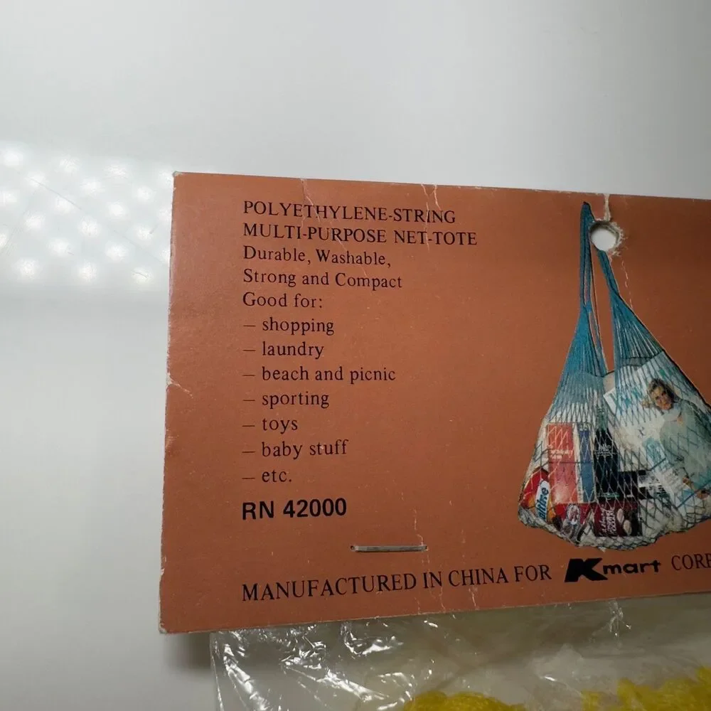 Vintage Kmart Polyethylene String Multi-Purpose Net Tote Bag NOS Movie Prop NEW